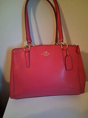 Coach Hot Pink Leather Shoulder Tote with Gold Hardware EUC